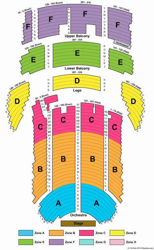 Genesee Theatre End Stage Zone Seating Chart